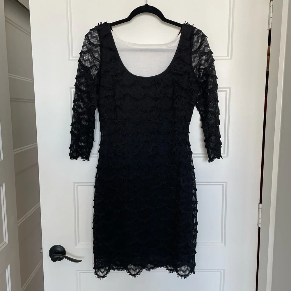 Guess Black Lace Mini-Midi Cocktail Dress, S, EUC - Picture 1 of 12